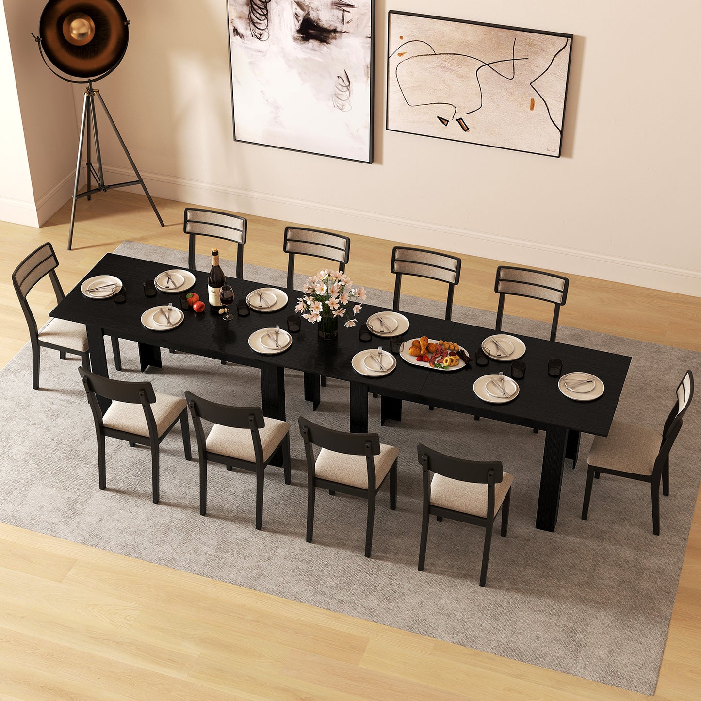 Extendable Dining Table, 47"-62", For 4-8 People, Black Dining Tables at Gallery Canada