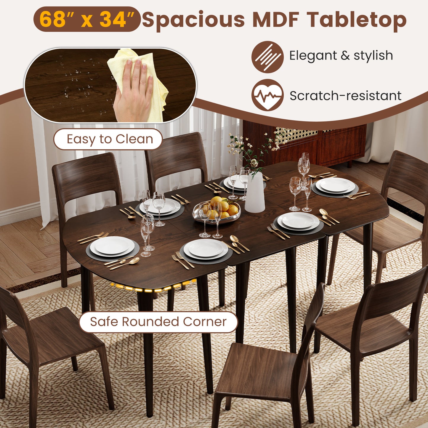 Extendable Oval Dining Table Set, 2 Half-Round Tables, Walnut Dining Tables at Gallery Canada