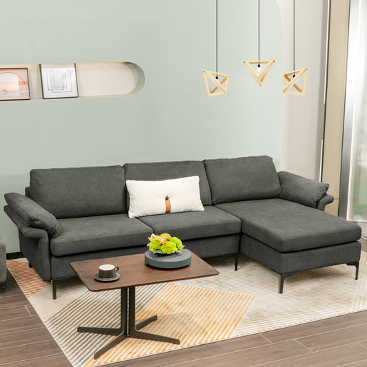 Extra Large Modular L-Shaped Sectional Sofa, For 4-5 People, Gray Sofas & Loveseats Gray at Gallery Canada
