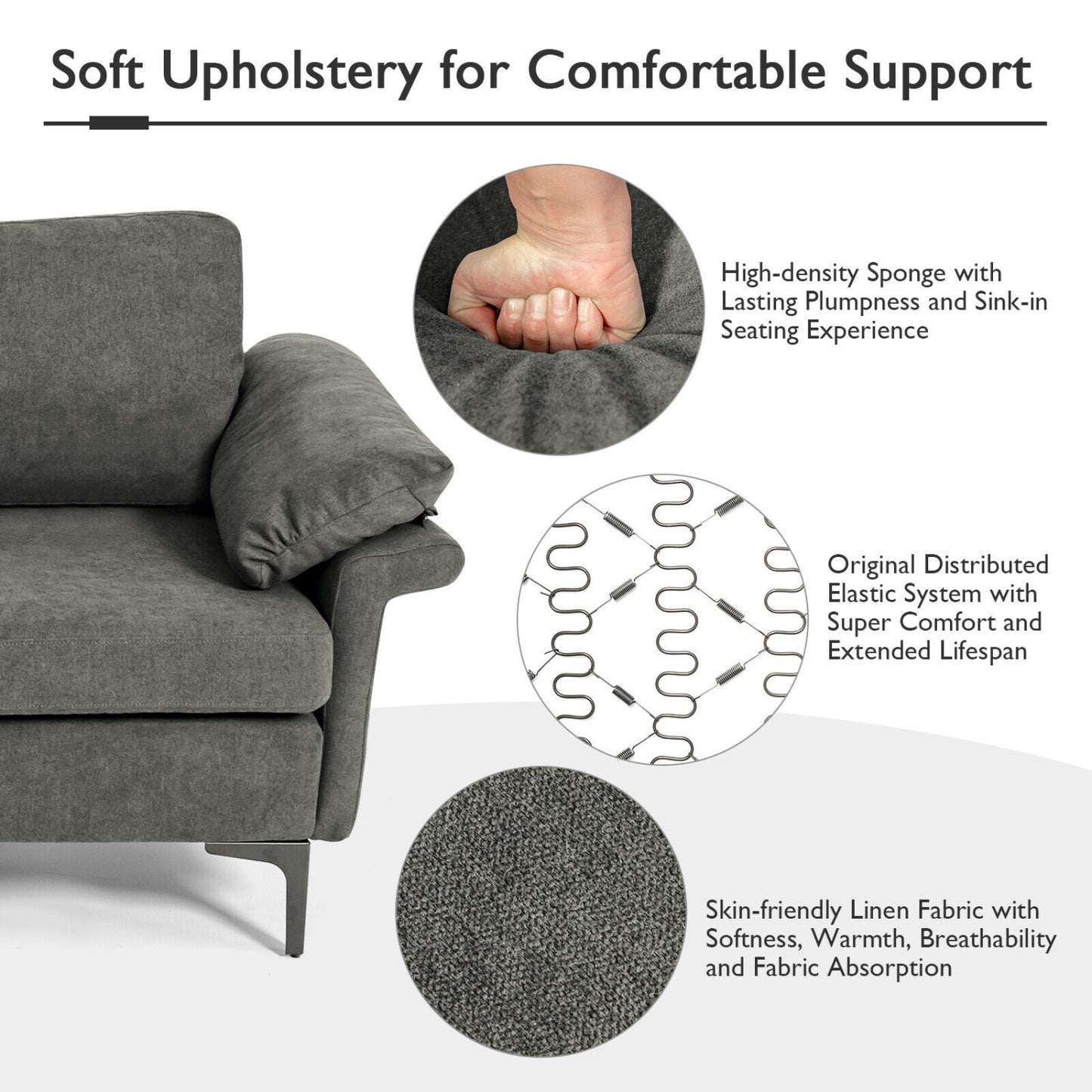 Extra Large Modular L-Shaped Sectional Sofa, For 4-5 People, Gray Sofas & Loveseats at Gallery Canada