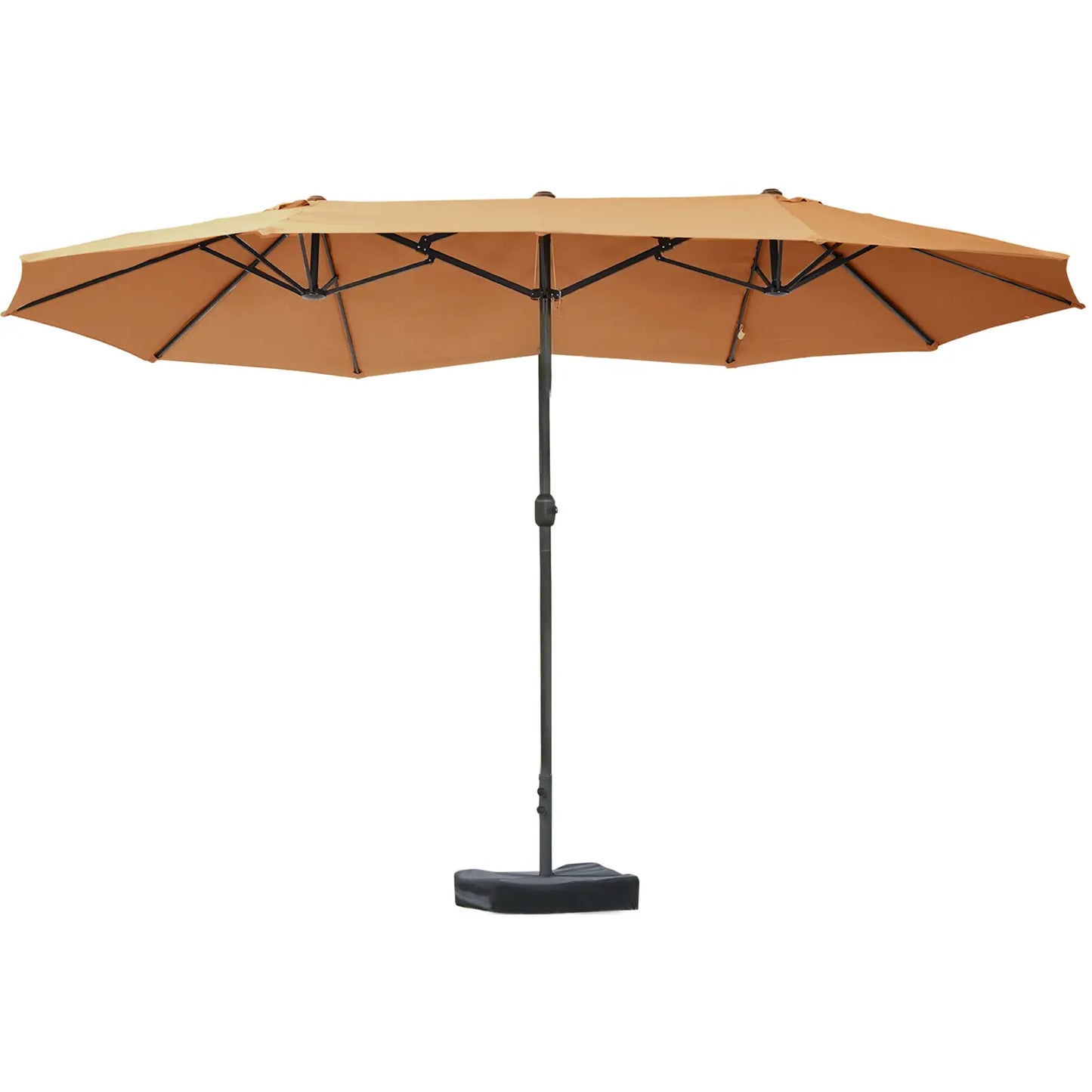 15' Outdoor Patio Umbrella, Twin Canopy, Lift Crank, Brown Sun Umbrellas at Gallery Canada
