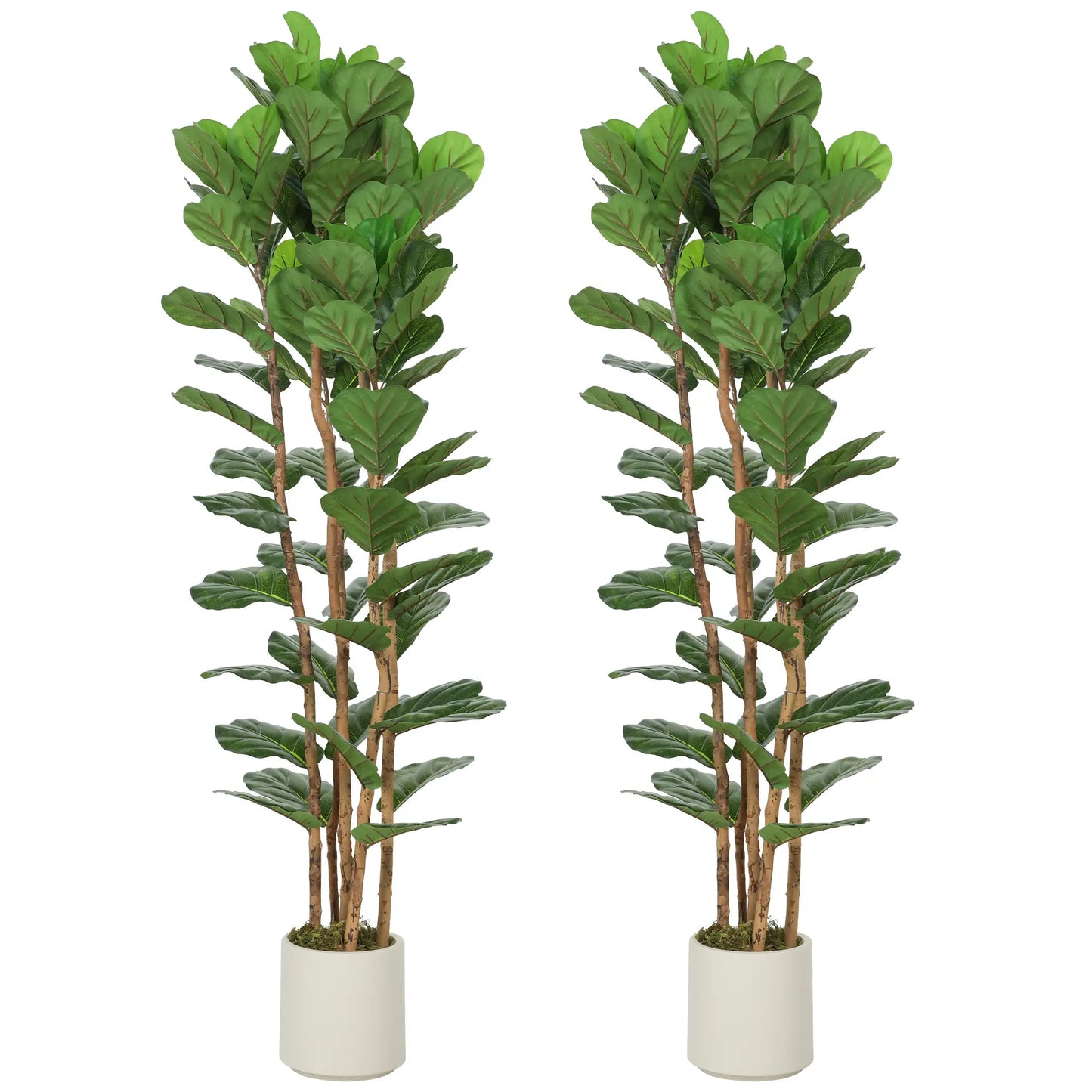 6FT Artificial Fiddle Leaf Fig Tree Set Of 2, Fake Potted Tree, Green Artificial Trees at Gallery Canada