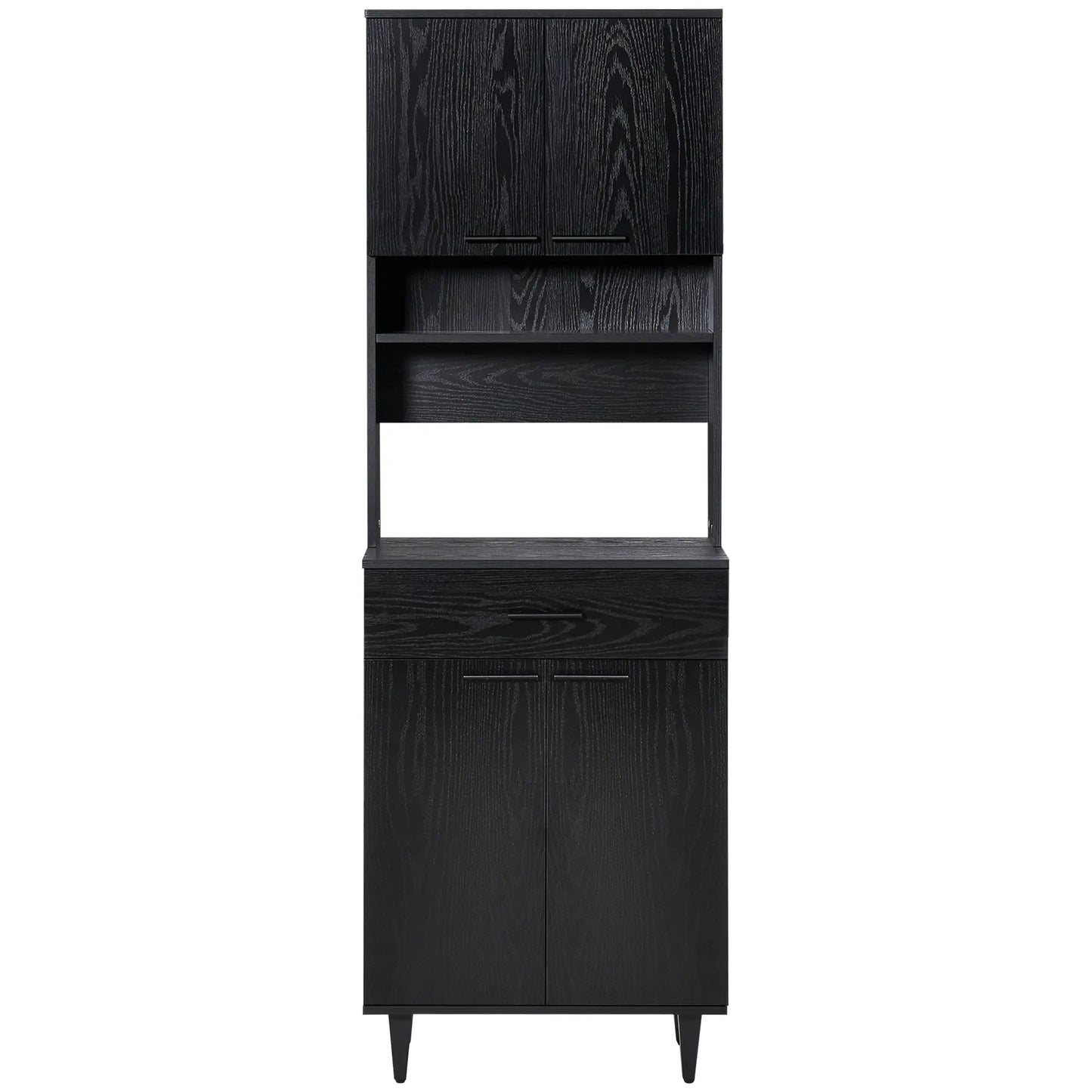 Modern Kitchen Buffet with Hutch, Wooden Storage Cupboard, Black Kitchen Pantry Cabinets at Gallery Canada