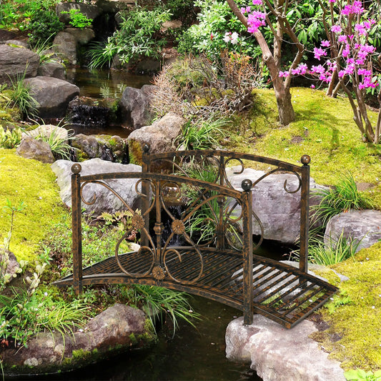 Garden Bridge 3.3FT, Decorative Backyard Pond Bridge, Brown Garden Decor Rust Brown at Gallery Canada