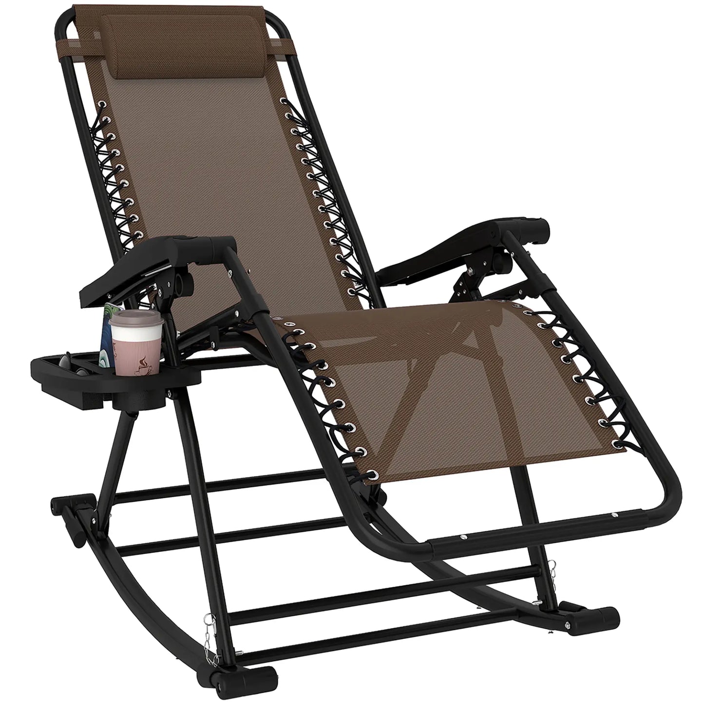 Adjustable Zero Gravity Reclining Lounge Chair, Foldable Sun Lounger, Brown Outdoor Rocking Chairs at Gallery Canada