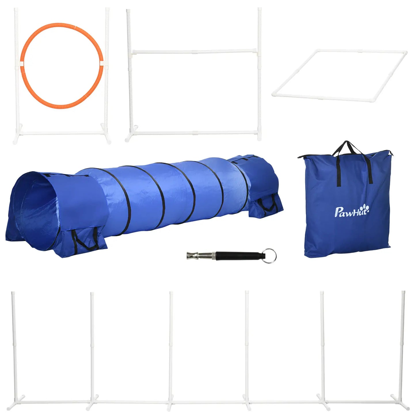 5Pcs Dog Agility Training Set, 8.7KG, Tunnels, Jump Ring, Weave Poles Dog Agility Training Equipment at Gallery Canada