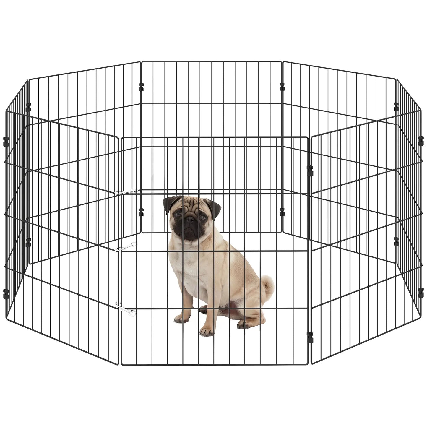 Foldable Metal Dog Playpen, Expandable Pet Fence, 20" x 24", 8 Panels, Black Dog PlayPens at Gallery Canada