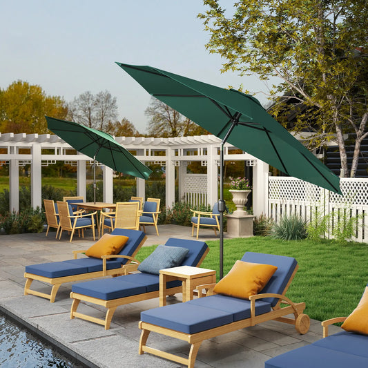 10' x 8' Round Market Umbrella, Crank Handle, Tilt, Green Sun Umbrellas Green, Black at Gallery Canada