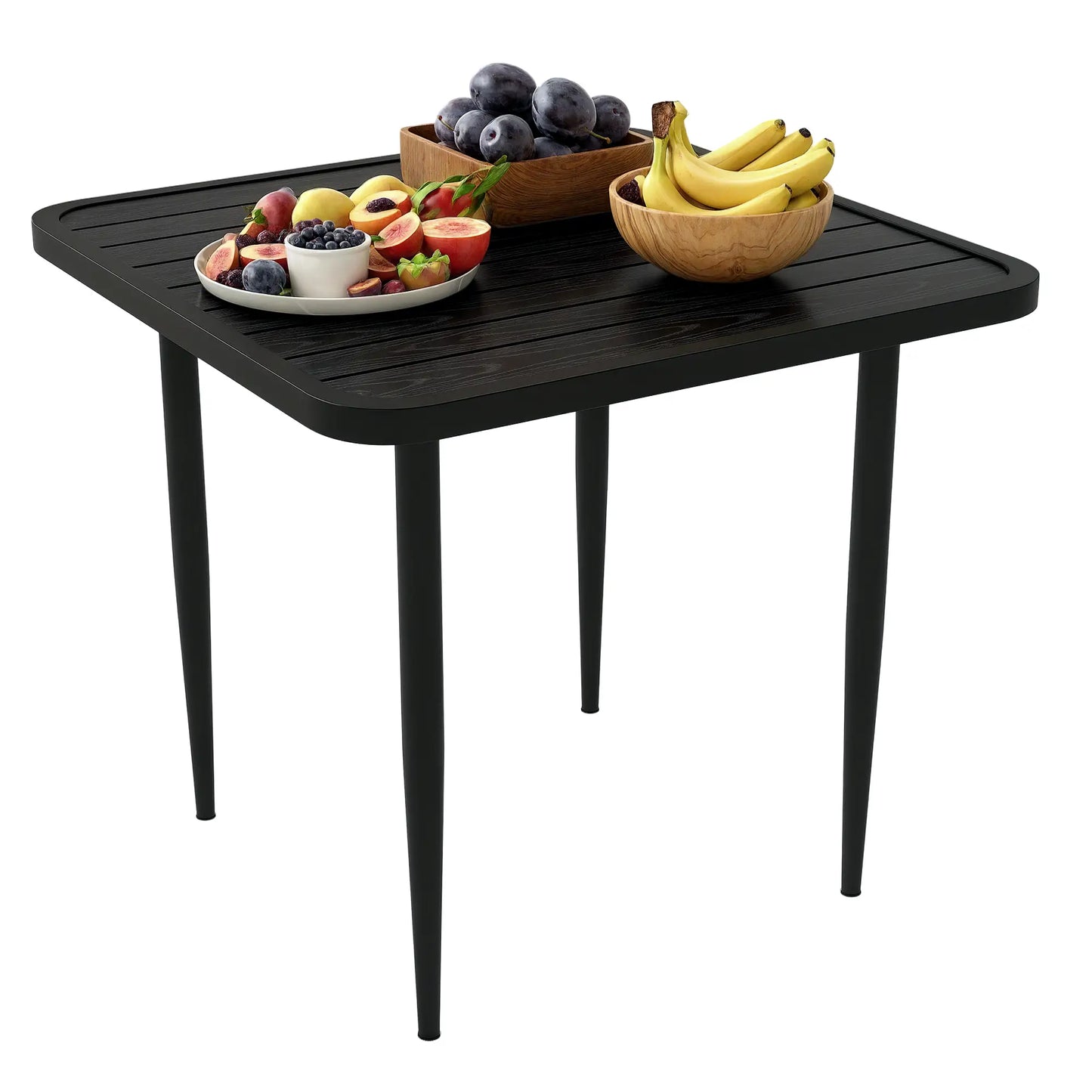 31.5" Metal Square Patio Dining Table for 4, Outdoor Garden, Black Patio Dinning Tables at Gallery Canada