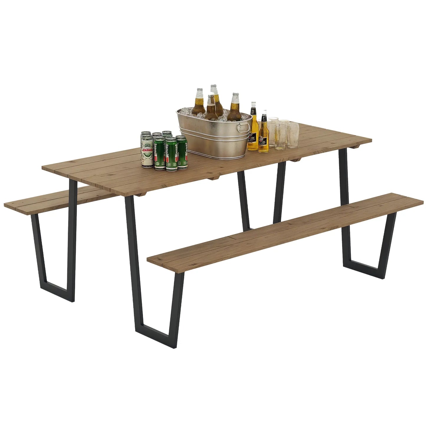 5.7 FT Outdoor Picnic Table, Spruce Wood, 795 LBS Benches, Brown Picnic Tables & Camping Chairs at Gallery Canada