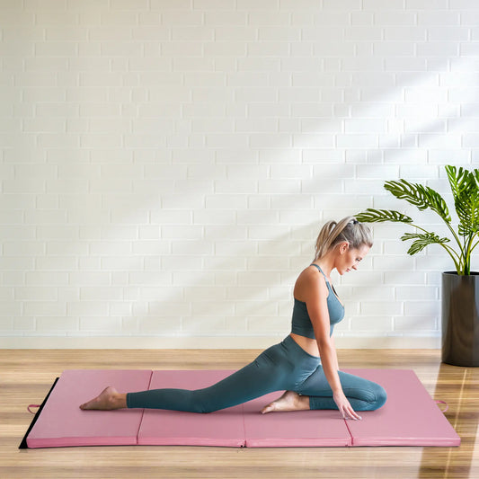 4'x8'x2" Folding Gymnastics Mat, Exercise Mat with Handles, Pink Gymnastics Mats Pink at Gallery Canada