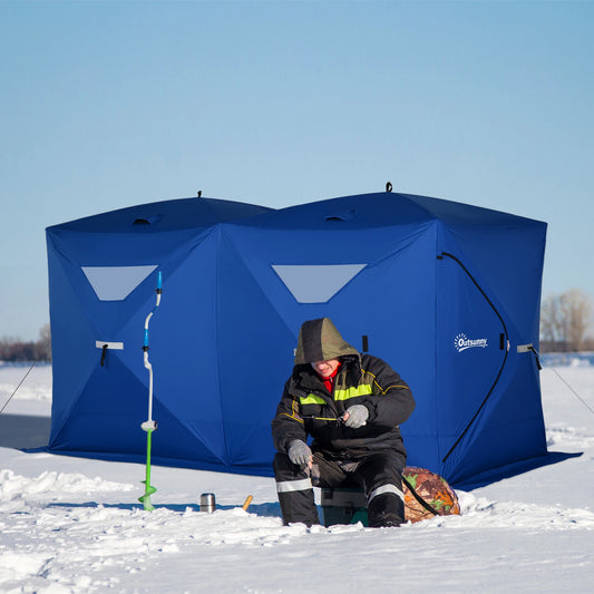 5-8 Personnes Abri de Pêche sur Glace Pop-Up, Tente Portable, Bleu