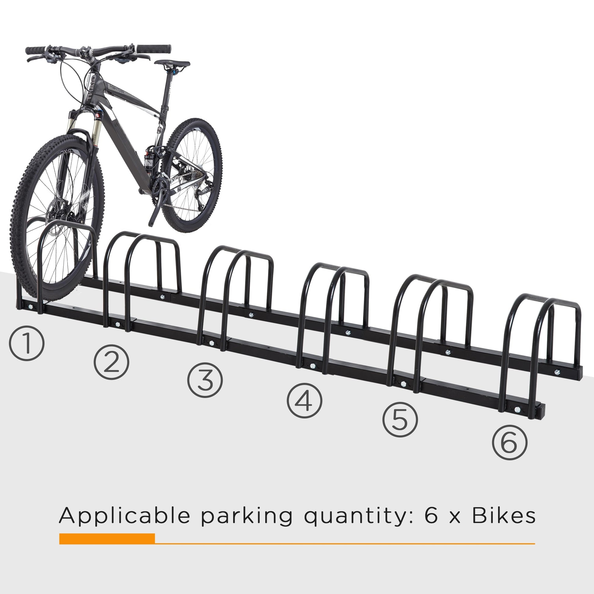 6-Bike Bicycle Floor Parking Rack Cycling Storage Stand Ground Mount Garage Organizer for Indoor and Outdoor Use Black at Gallery Canada