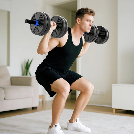 Adjustable Dumbbell Set, 33lb Free Weights With Connector Dumbbells & Barbells Blue at Gallery Canada