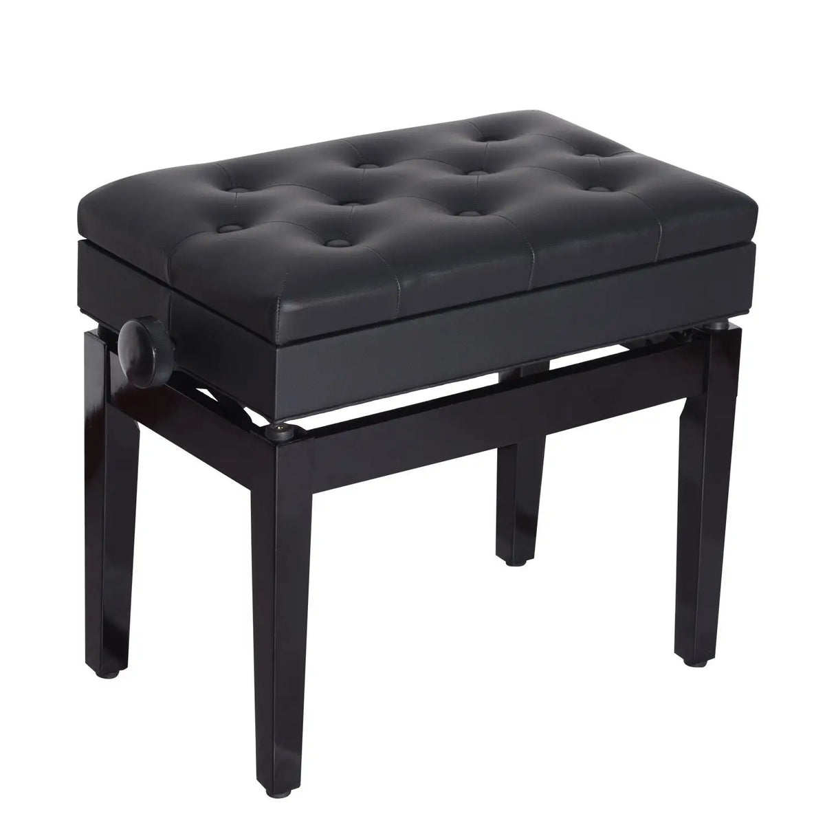 Adjustable Piano Bench with Storage, PU Leather, Black Piano Benches at Gallery Canada