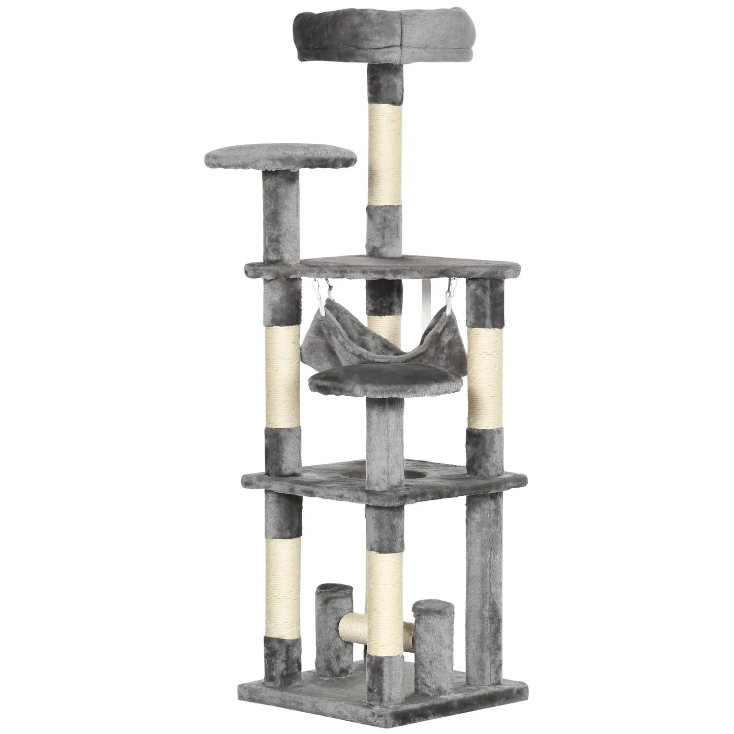 52" Multi-Level Cat Tree Tower, Kitten Scratcher, Hammock, Grey Cat Towers at Gallery Canada