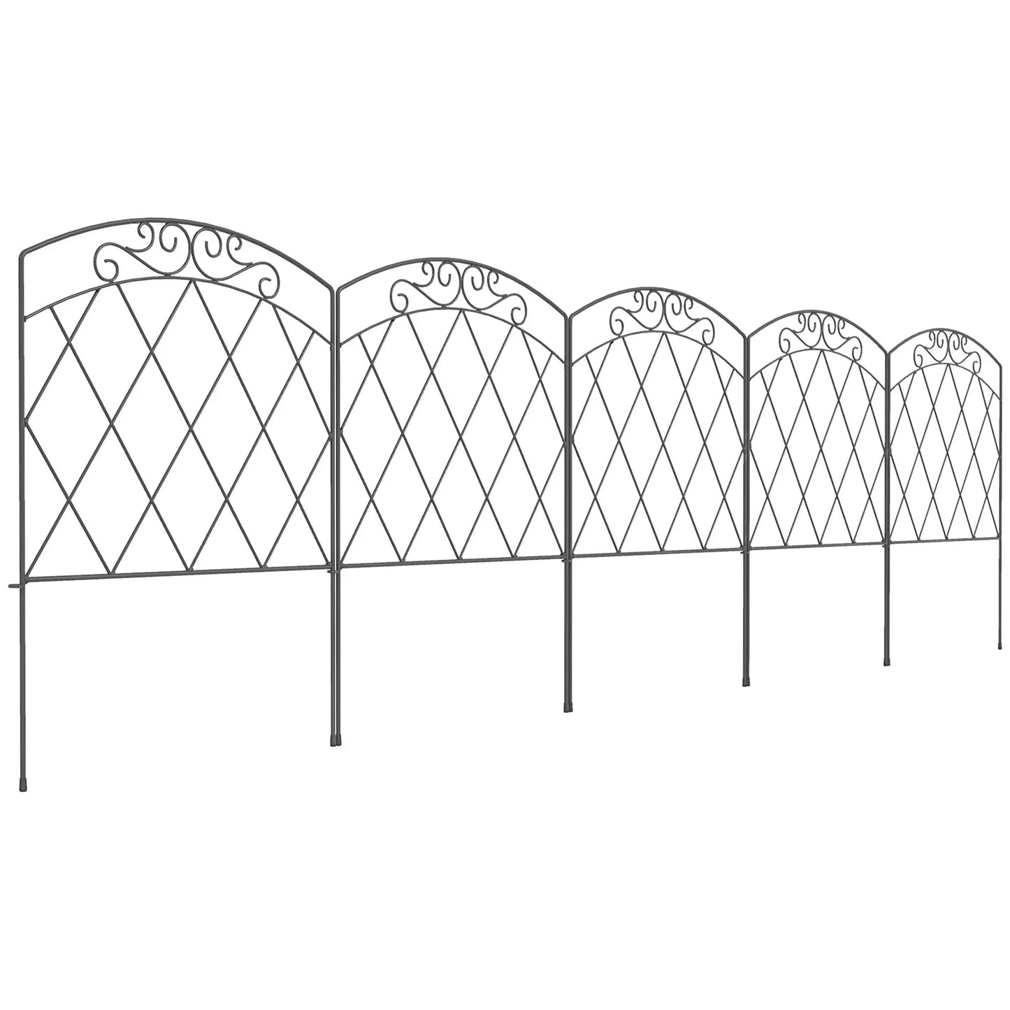 5 Pack Garden Fencing, Swirls Black, Decorative Animal Barrier, Black Garden Fences at Gallery Canada