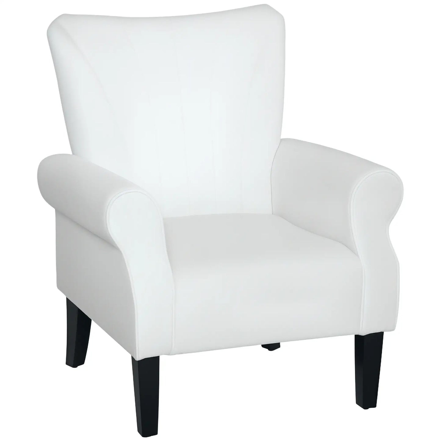 Modern Fabric Armchair, Wood Legs, 32in, Cream White Accent Chairs at Gallery Canada