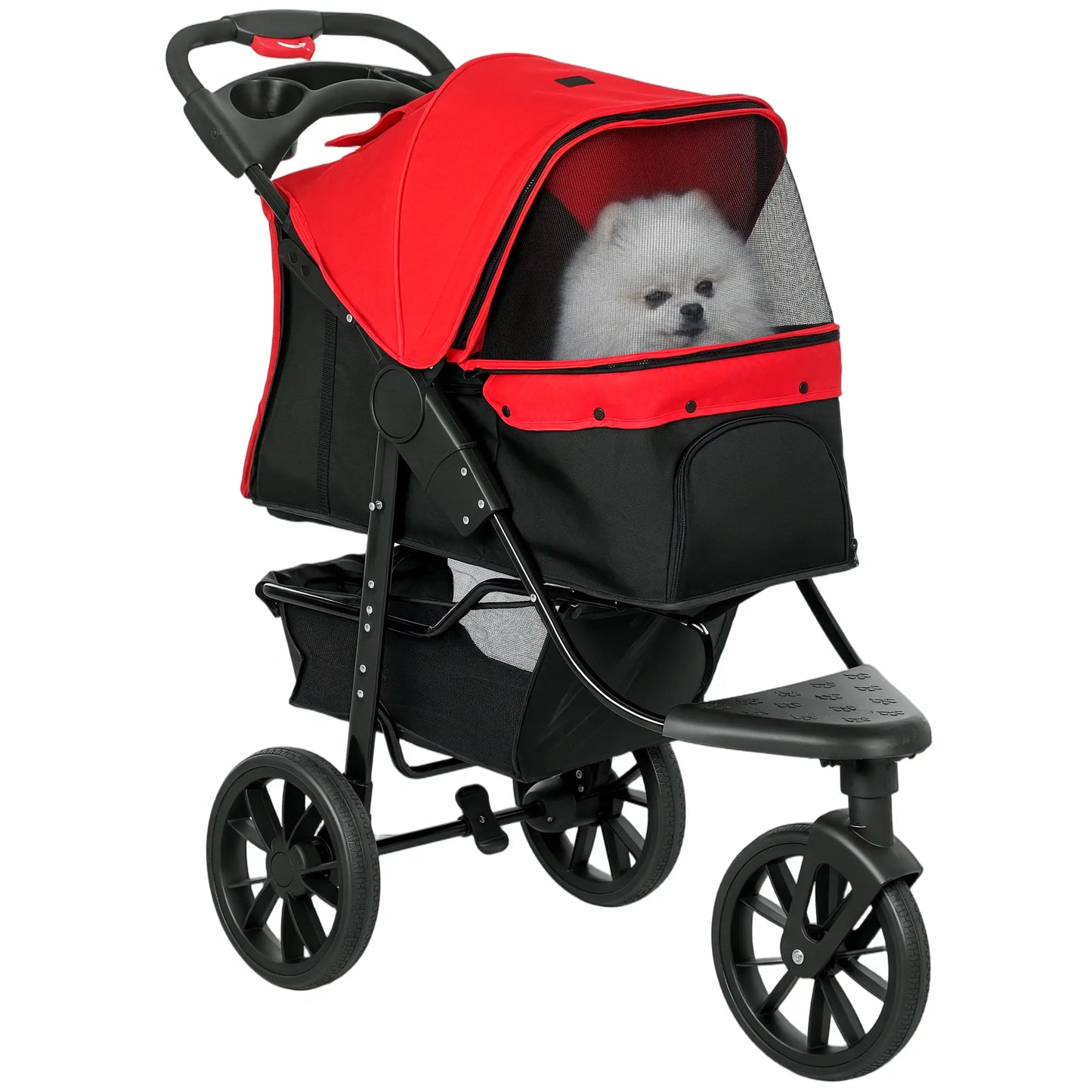 3 Wheel Folding Dog Stroller, Adjustable Canopy, Storage Brake, Mesh Window, S&M Dogs, Red Dog Bike Trailers & Strollers at Gallery Canada