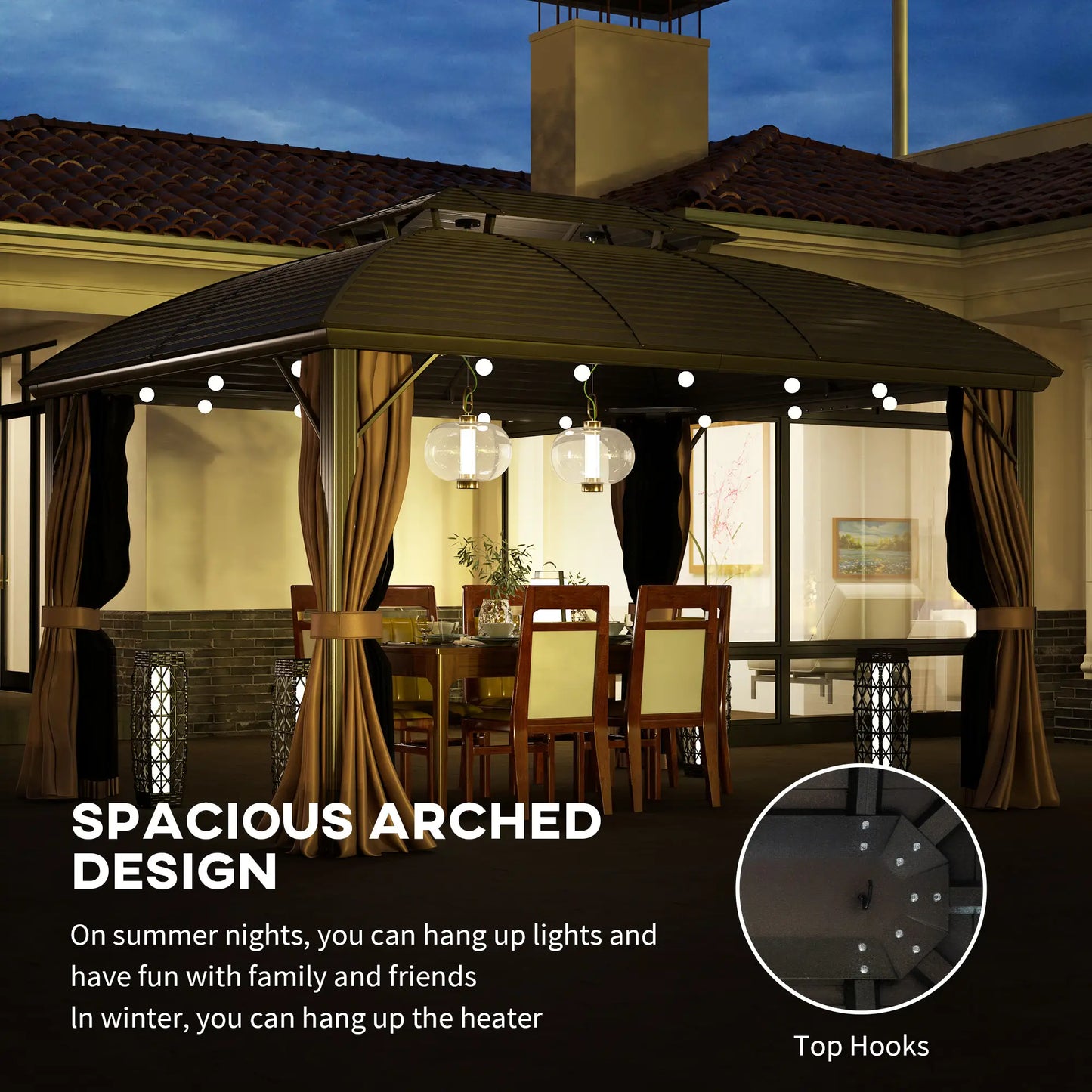 10' x 12' Hardtop Gazebo, Double Roof, Netting, Curtains, Garden, Backyard Gazebos at Gallery Canada