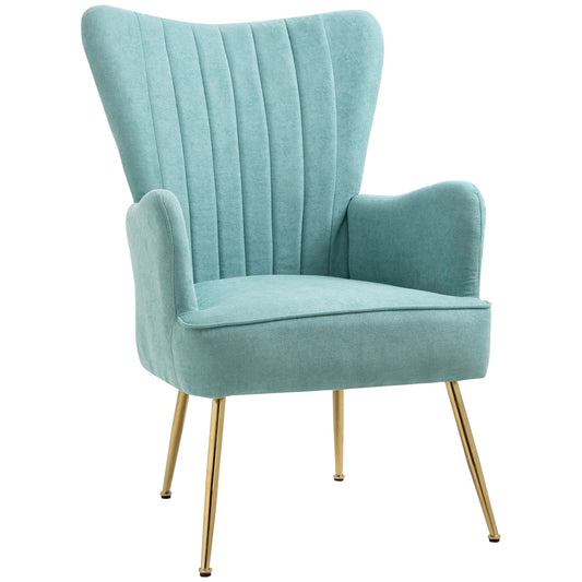Velvet Accent Chairs, Modern Living Room Chair, Tall Back Leisures Chair with Steel Legs for Bedroom, Dinning Room, Waiting Room, Light Green - Gallery Canada