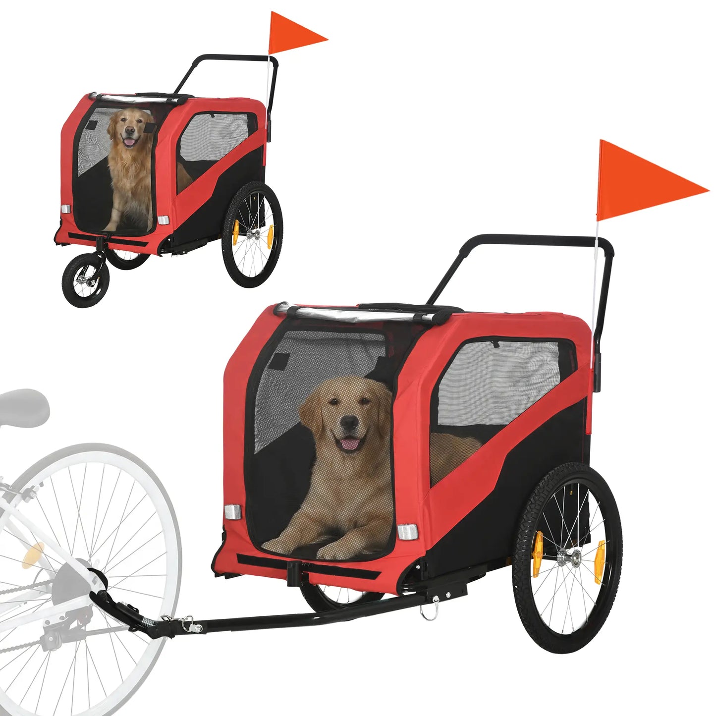 2-in-1 Dog Bike Trailer, Large, Red Dog Bike Trailers & Strollers at Gallery Canada