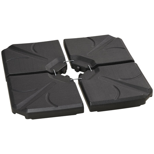 4 Piece Umbrella Base Stand Cantilever Offset Patio Umbrella Weight Plates w/ U Locking, 123 lb Capacity Water or 158 lb Capacity Sand, Black at Gallery Canada