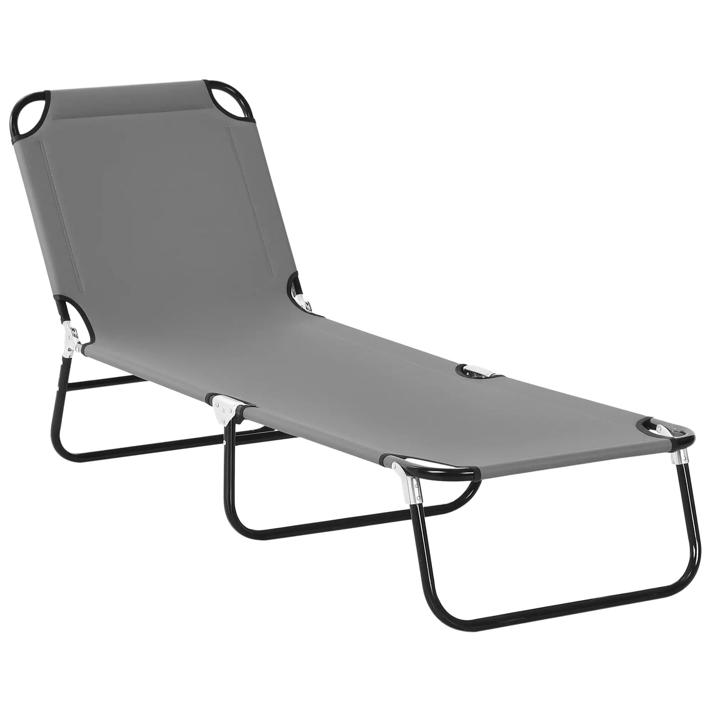 Outdoor Folding Lounge Chair, Reclining Back, Breathable Mesh, Grey Lounger Chairs at Gallery Canada