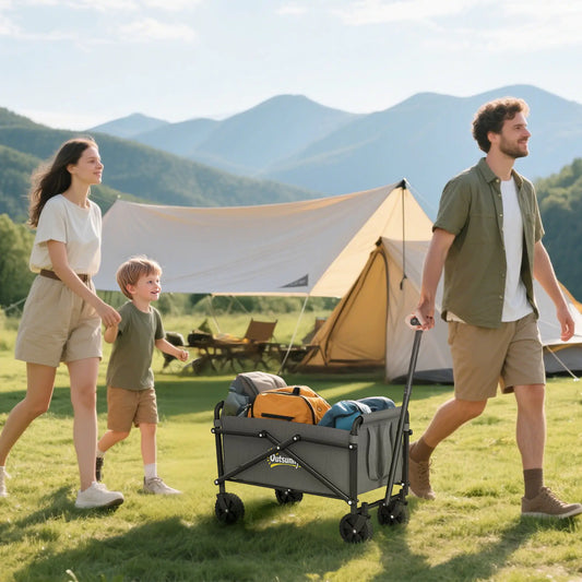 Small Collapsible Garden Cart, Heavy Duty Lawn Wagon, Grey Bike Cargo Trailers Grey at Gallery Canada
