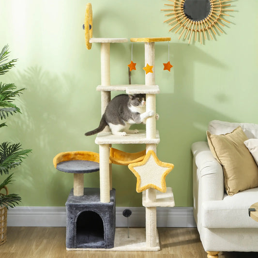 Star Moon Cat Tree, Scratching Posts, Condo, Bed, Toys, Beige Cat Towers Beige, Dark Grey at Gallery Canada