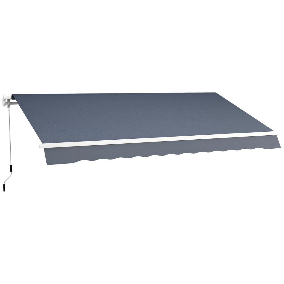 12'x8' Retractable Patio Awning Manual Crank Sunshade, Grey Deck Awnings at Gallery Canada