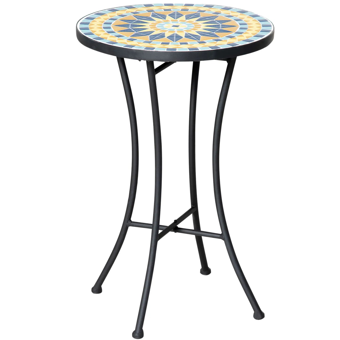 Mosaic Patio Table, Round Coffee Table, Metal Frame, Yellow Patio Side Tables at Gallery Canada