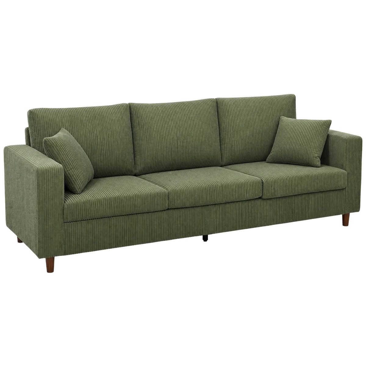 3 Seater Green Corduroy Couch, Deep Seat, Spring Cushion, Green 3-Seater Sofas at Gallery Canada