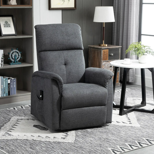 Power Lift Chair, Electric Recliner Sofa with Remote, Side Pocket, Grey Electric Power Lift Chairs Grey at Gallery Canada