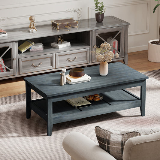 Farmhouse Coffee Table, Rustic Cocktail Center Table, Blue Coffee Tables Blue at Gallery Canada