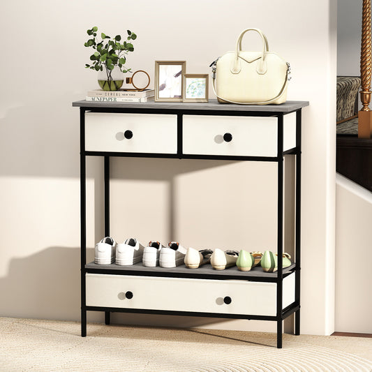 Farmhouse Console Table with Open Storage Shelf for Hallway, Gray Console Tables Gray at Gallery Canada