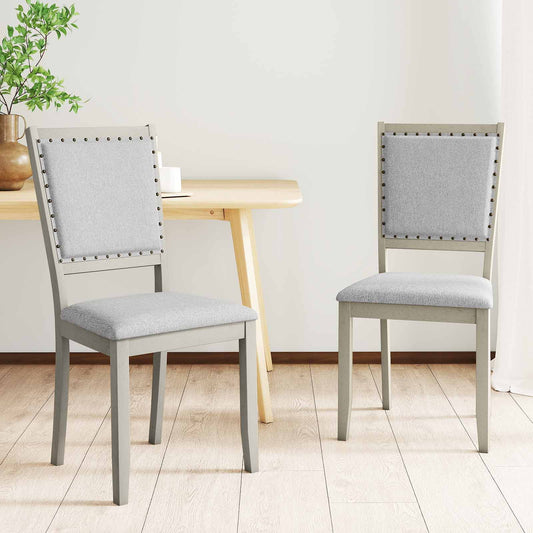 Farmhouse Dining Chair Set, 2 Fabric Upholstered Kitchen Chairs, Gray Dining Chairs Gray at Gallery Canada
