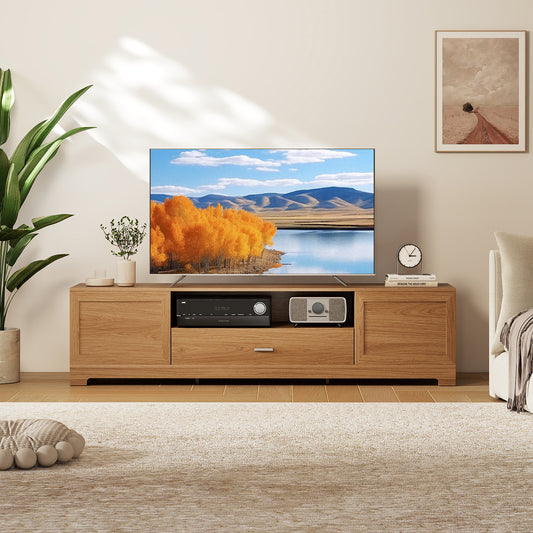 Farmhouse Rustic TV Stand for TVs up to 80", Natural Entertainment Centers & TV Stands Natural at Gallery Canada