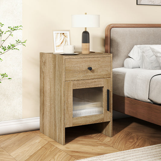 Farmhouse Sofa Side Table, Drawer And Cabinet, Antique Brush, Natural, White End & Side Tables Natural at Gallery Canada