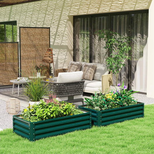 4' x 2' x 1' Raised Garden Bed, Set of 2 Galvanized Planter Box Galvanized Planter Boxes Green at Gallery Canada