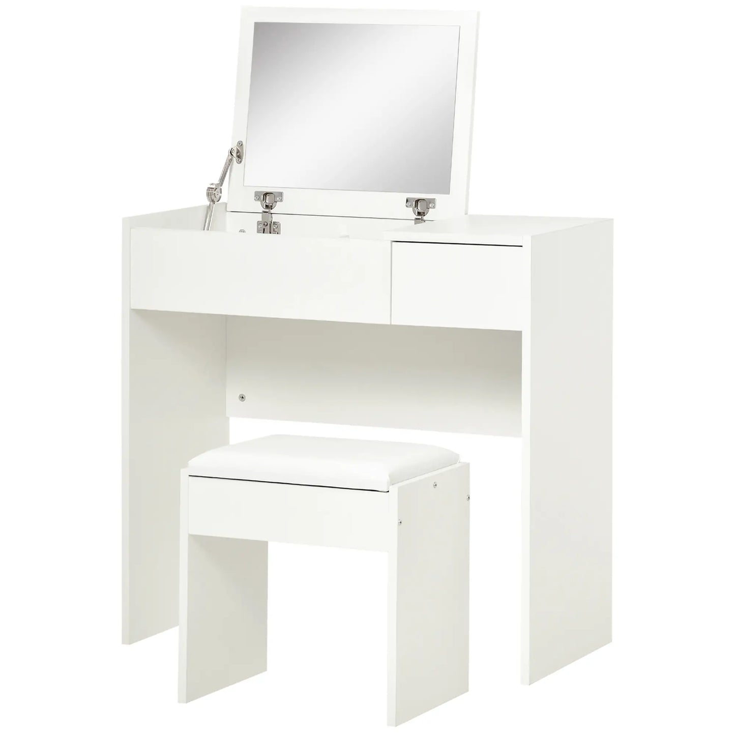 Modern Vanity Set, Flip Top Mirror, Cushioned Stool, Storage Drawer, White Dressing & Vanity Tables at Gallery Canada