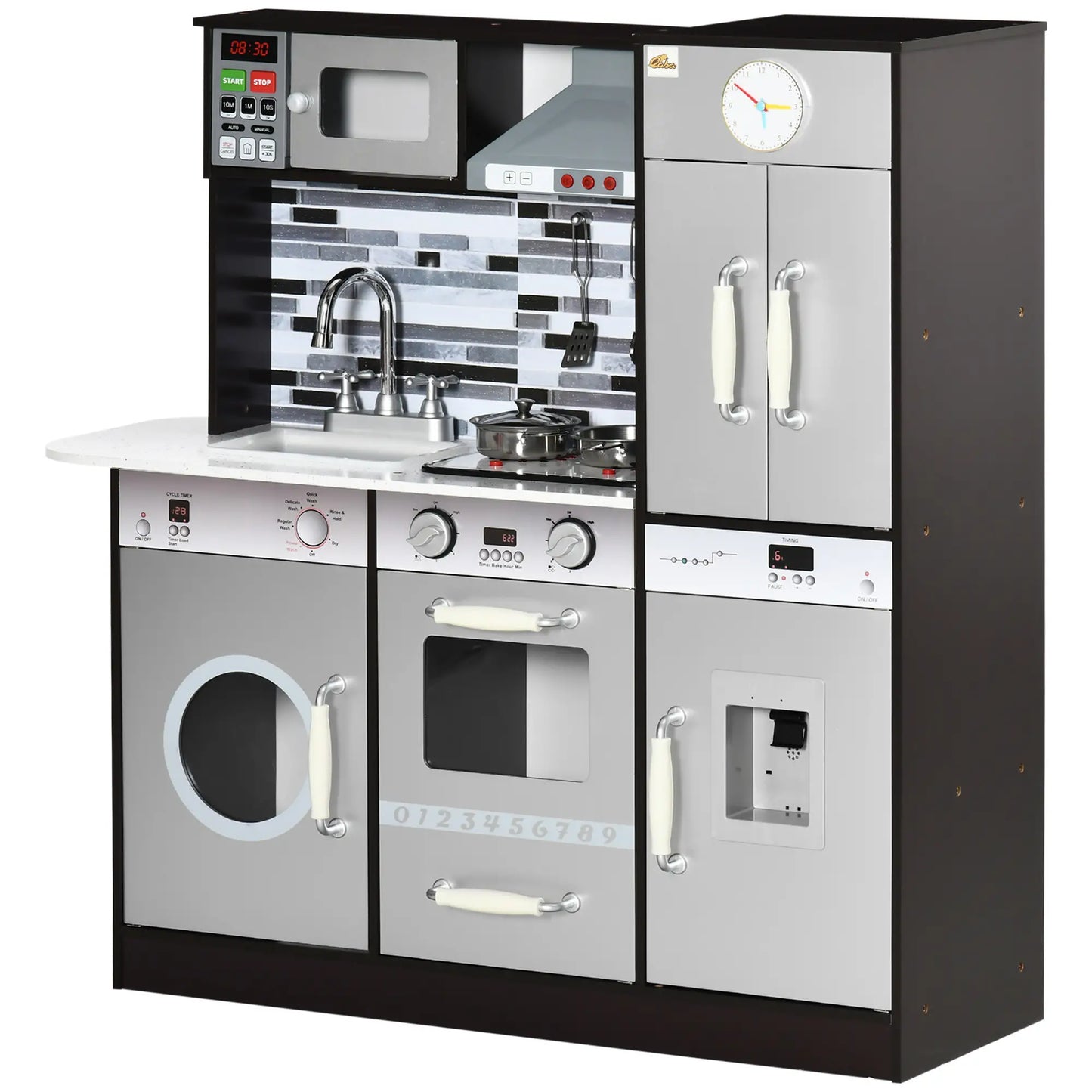 Wooden Play Kitchen with Lights, Sounds, Washing Machine, 3-6 Years Play Kitchen at Gallery Canada