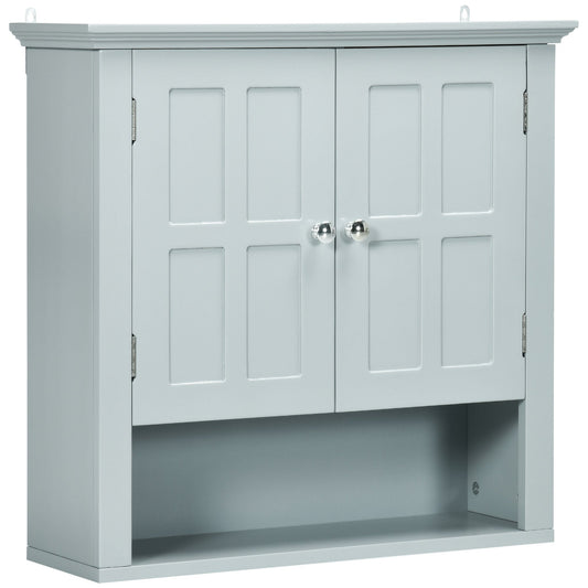 Bathroom Wall Cabinet, Medicine Cabinet, Over Toilet Storage Cabinet with Adjustable Shelf and 2 Doors for Hallway, Living Room, Gray - Gallery Canada