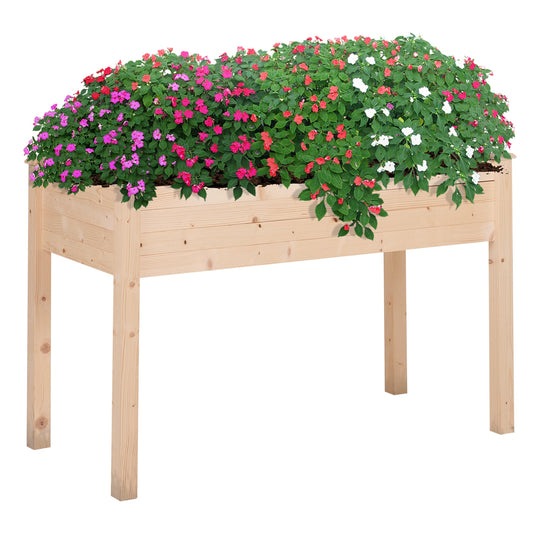 48"x22"x30" Elevated Planter Box with Legs Wooden Patio Raised Garden Bed Outdoor Flower Stand Yard Plant Table Raised Flower Planter w/ Inner Bag Natural Wood Colour at Gallery Canada