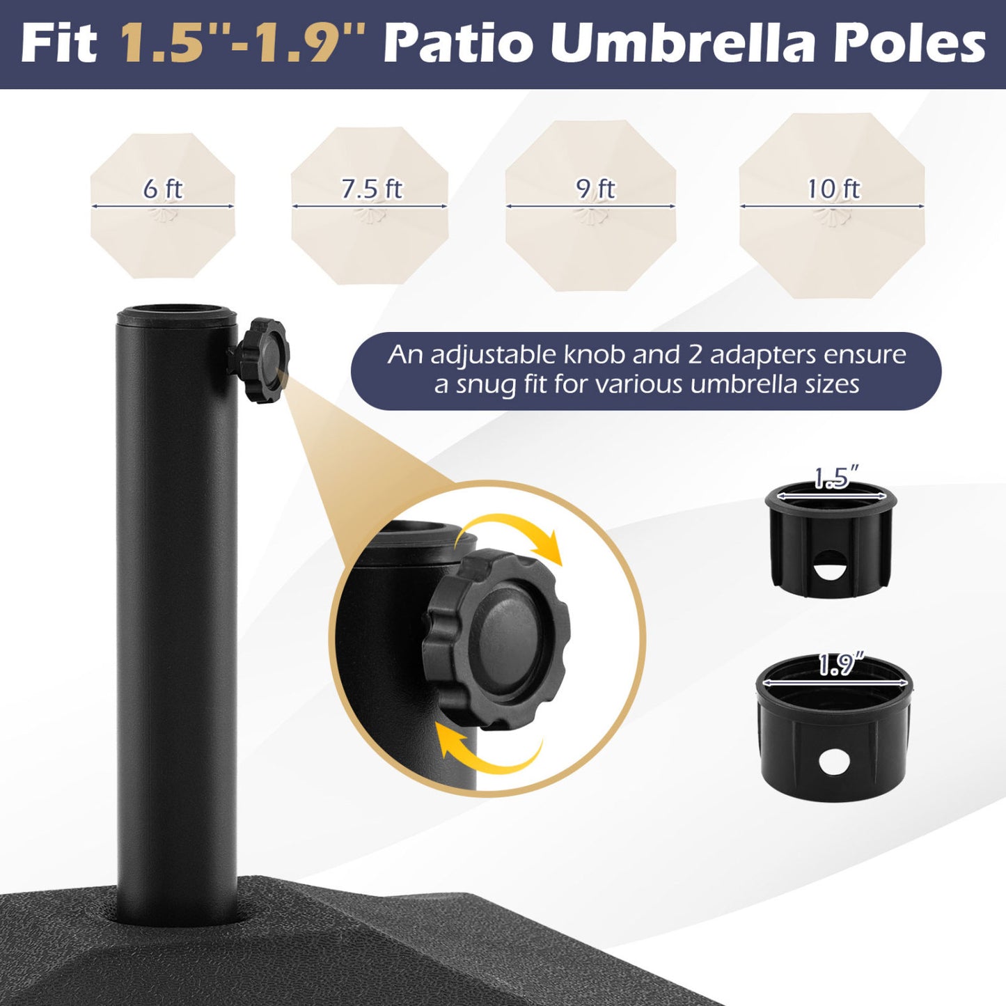 Fillable Umbrella Base, 90 LBS Heavy Duty With 2 Wheels, Black Outdoor Umbrella Bases at Gallery Canada