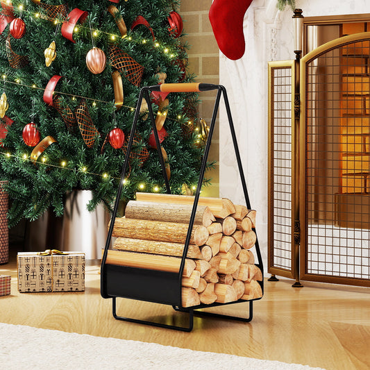 Firewood Storage Rack Heavy-duty Metal Log Holder with Handle and Square Rack Log Storage Options at Gallery Canada
