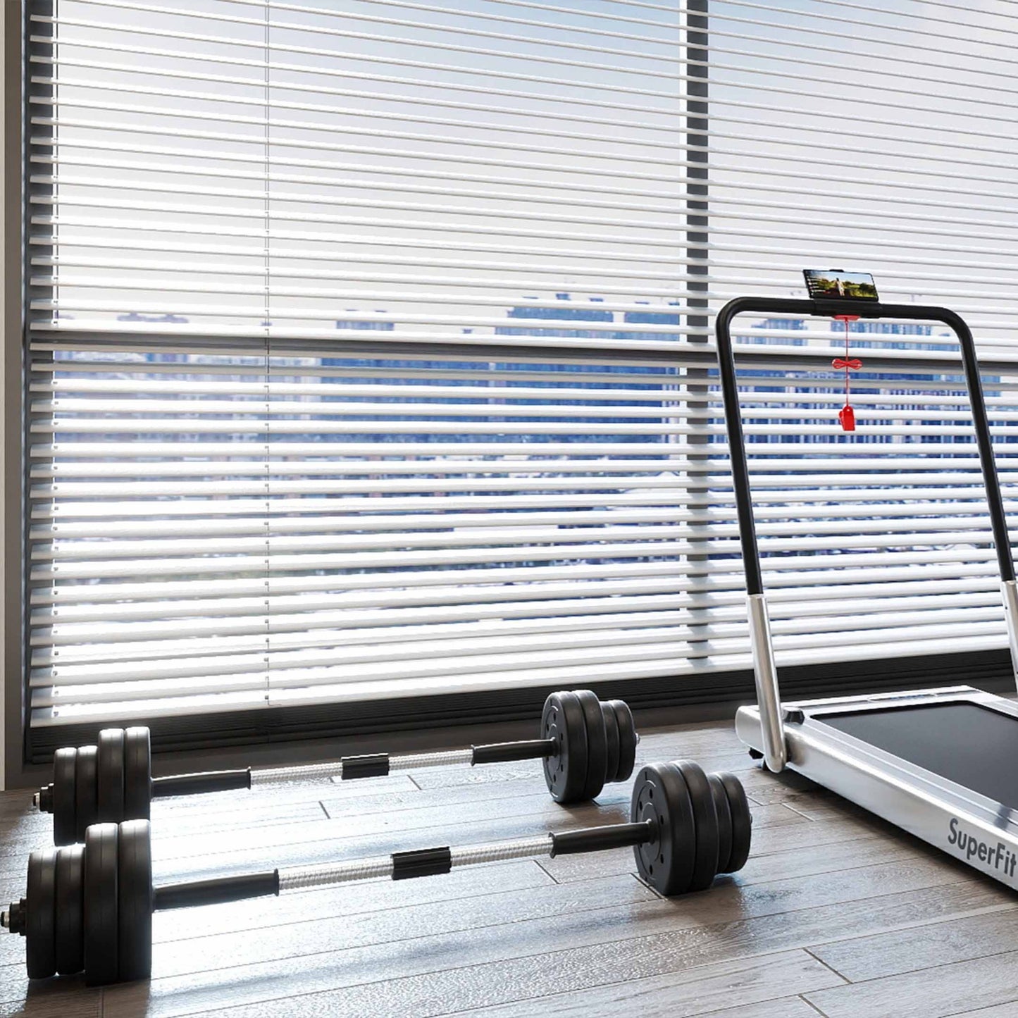 Fitness Room Set: Dumbbell Weight Set+3-in-1 3HP Folding Treadmill Exercise Machines at Gallery Canada