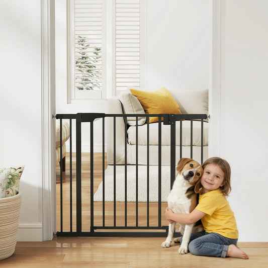 Baby Gate, Pet Safety Gate, 30"-41" Wide, Auto-Close, Black Pet Gates Black at Gallery Canada