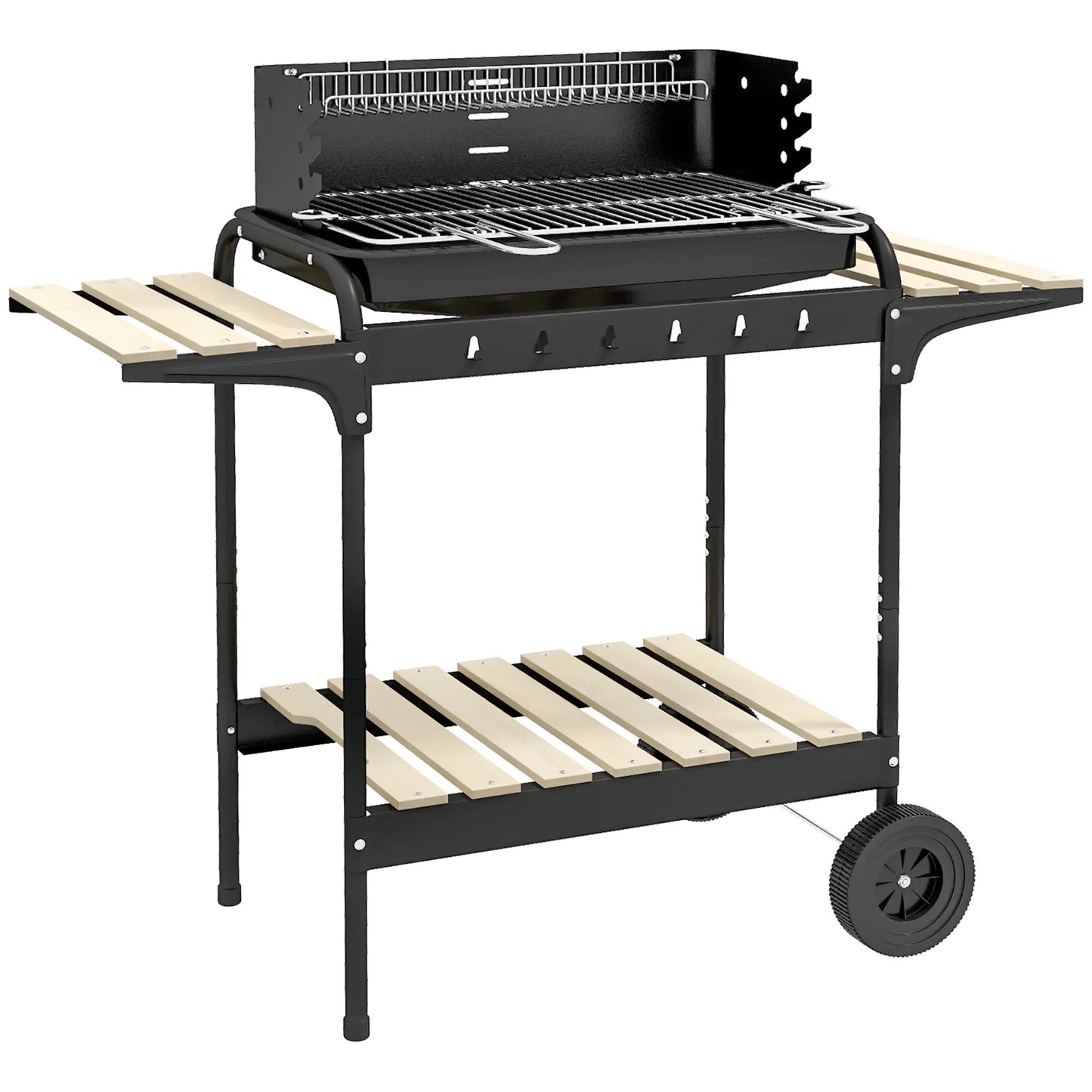Charcoal Barbecue Grill, Adjustable Height, Portable Trolley With Ash Catcher, Wheels, Black Charcoal BBQ Grils at Gallery Canada