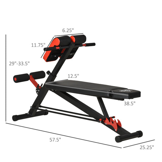Adjustable Weight Bench Roman Chair Exercise Training Multi-Functional Hyper Extension Bench Dumbbell Bench Ab Sit up Decline Flat Black and Red - Gallery Canada